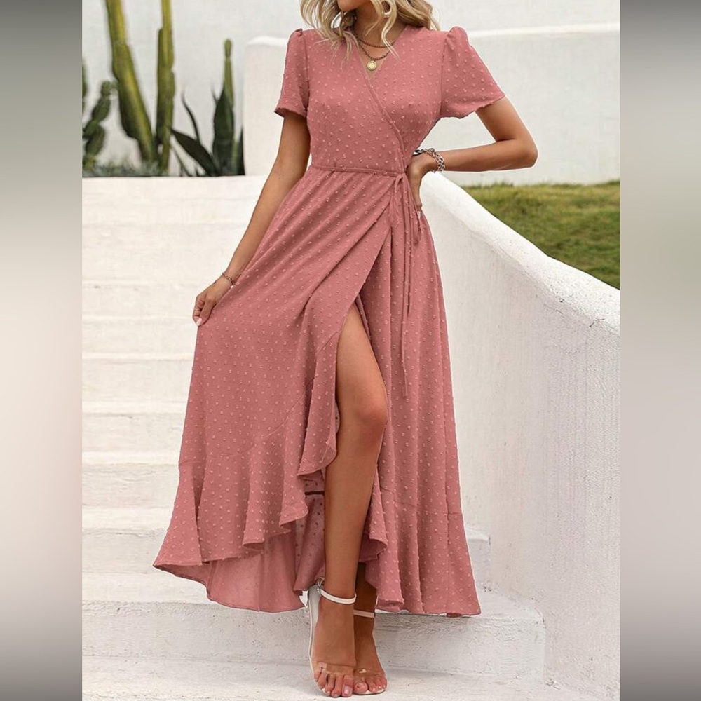 Elegant Mauve Wrap Dress